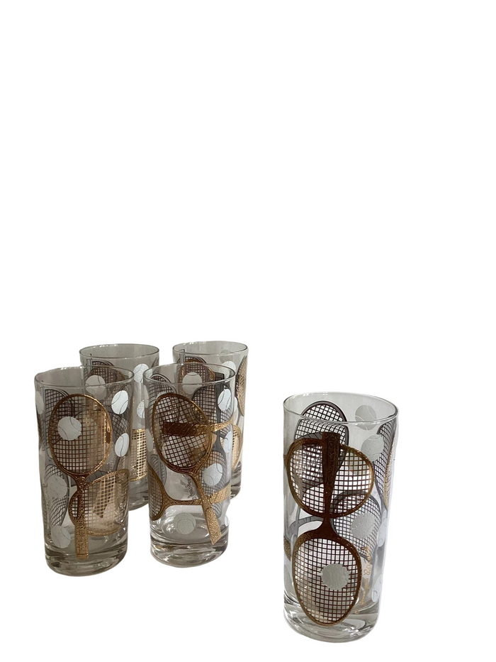 LS - Vintage Georges Briard Tennis Highball Tumblers- Set of 6