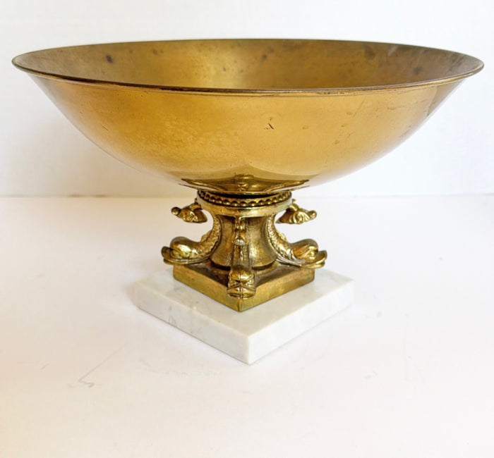 B3- Brass Compote with Dolphin Base