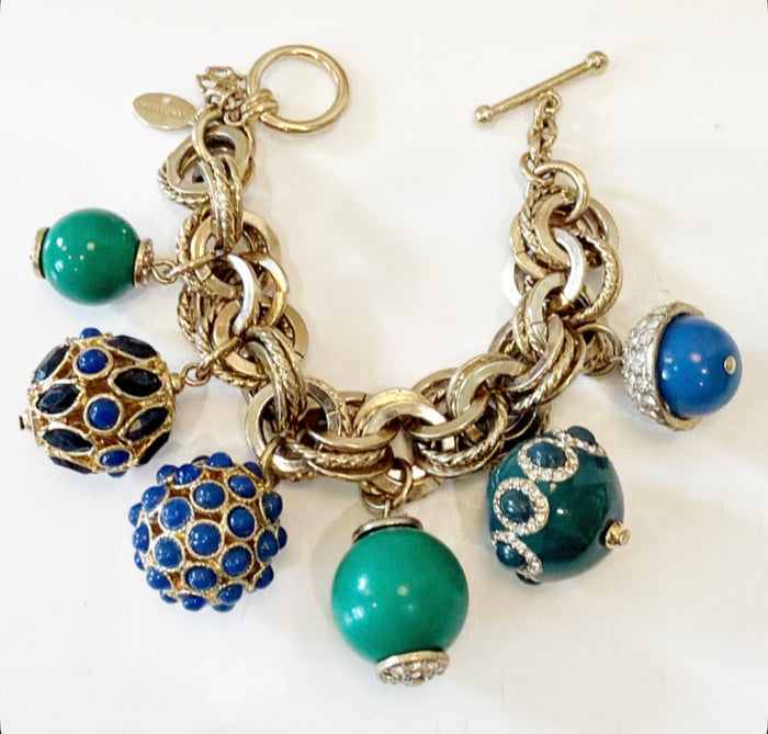 Chunky vintage designer signed charm style bracelet