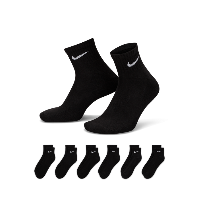 Everyday Cushioned Training Ankle Socks - 6 Pack 'Black'