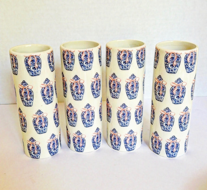 I-4 Bud Vases with Blue and White Ginger Jar - Set of 4
