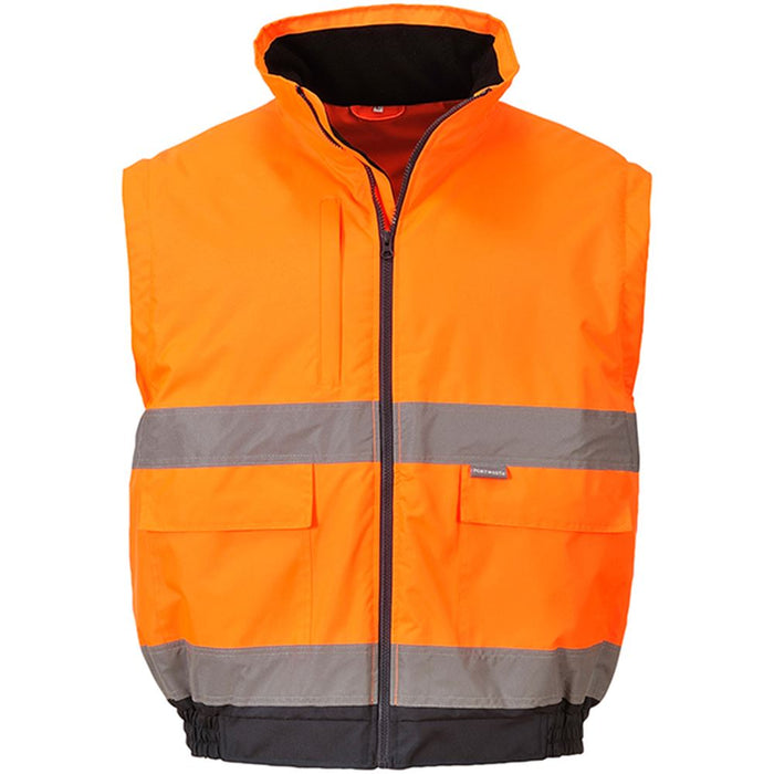Portwest C468 Orange/Navy Padded Waterproof 2-in-1 Hi Vis Bomber Jacket