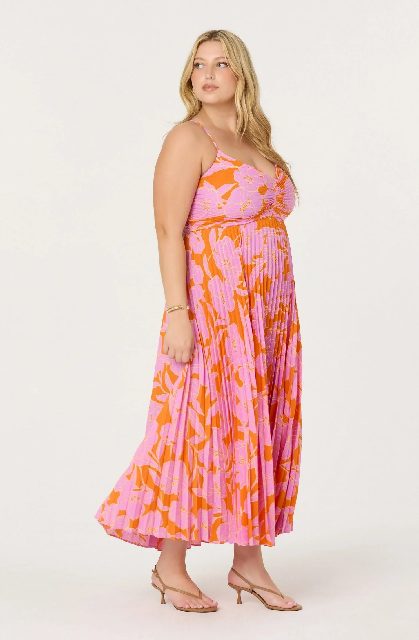 Blythe Floral Plisse Midi Dress