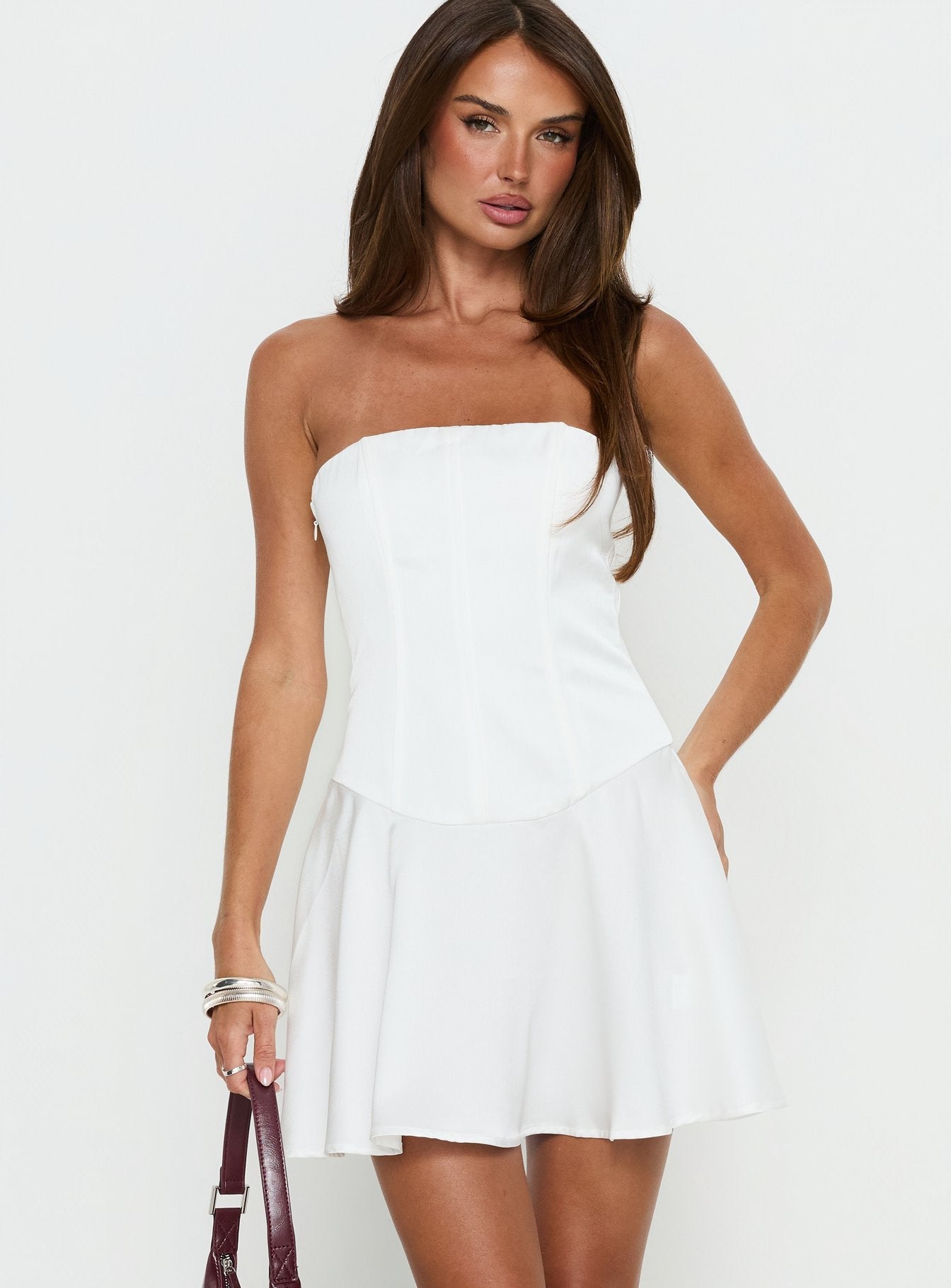 Natalisa Strapless Corset Mini Dress White