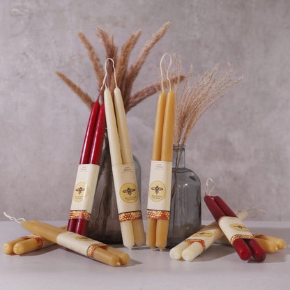 100% Pure Beeswax Tapers Pair in Moss - Potpourri Gift Shop