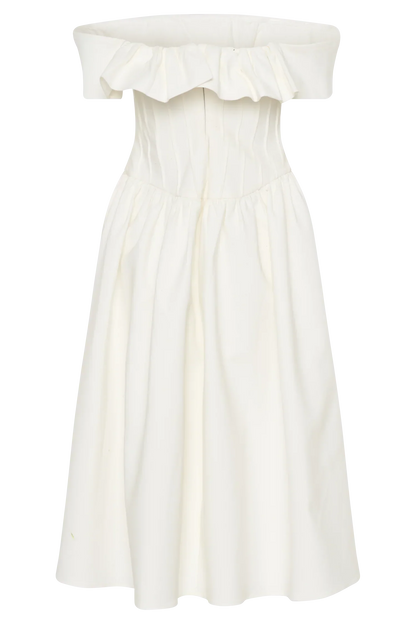 Orla Strapless Cotton Midi Dress - White