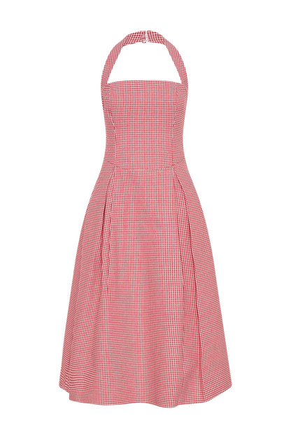 Juana Halter Midi Dress - Red Gingham