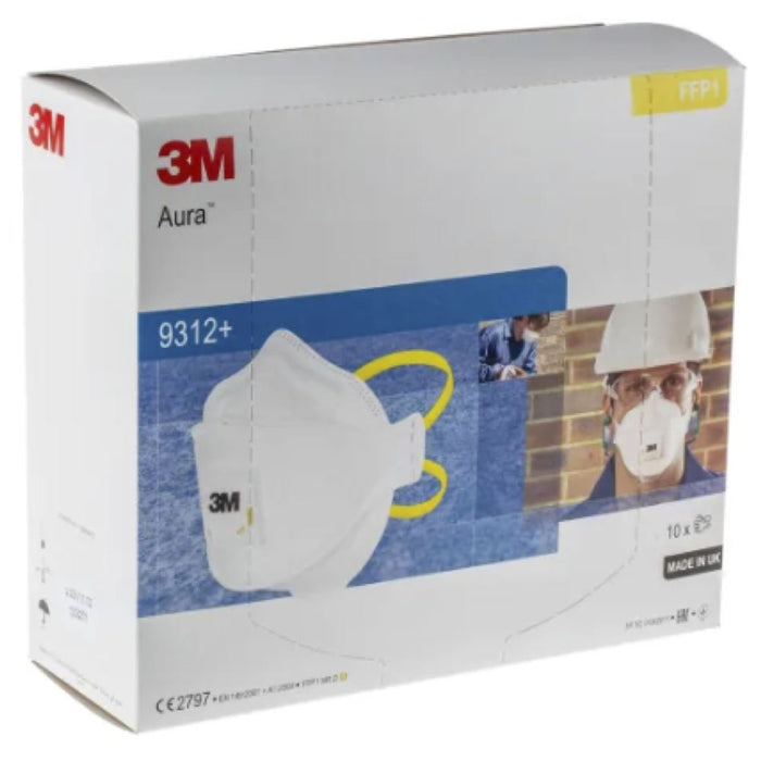 3M 9312+ Aura FFP1D Valved Fold Flat Disposable Masks (Pack 10)