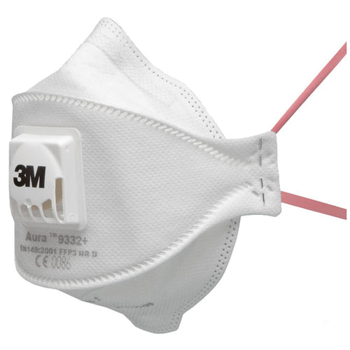 3M 9332+ Aura FFP3D Valved Fold Flat Disposable Masks (Pack 10)