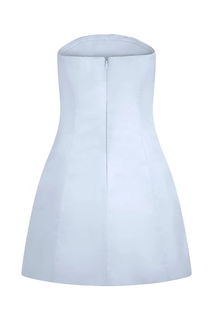 Leslie Gathered Taffeta Mini Dress - Frosted Blue