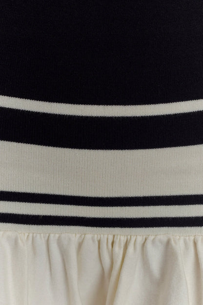 Ellison Contrast Knit Mini Dress - Black/White