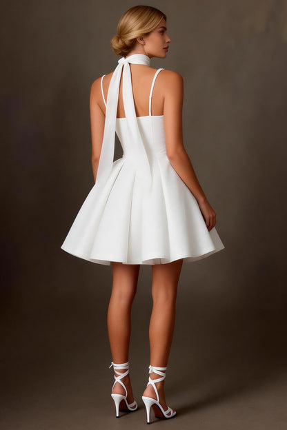 Sparkly White Beaded A Line Corset Short Wedding Dress