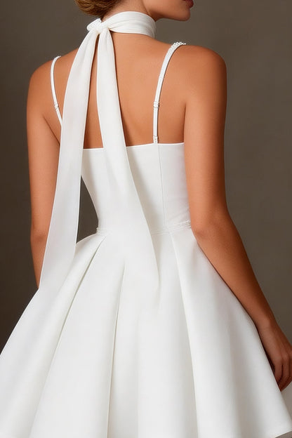 Sparkly White Beaded A Line Corset Short Wedding Dress