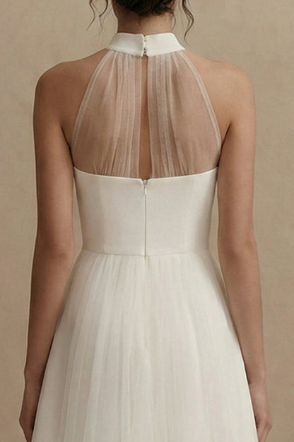 White Short A Line Engagement Dress with Cape