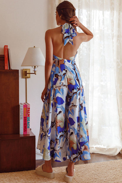 Solstice Sun Halterneck Jumpsuit Swirl Blue