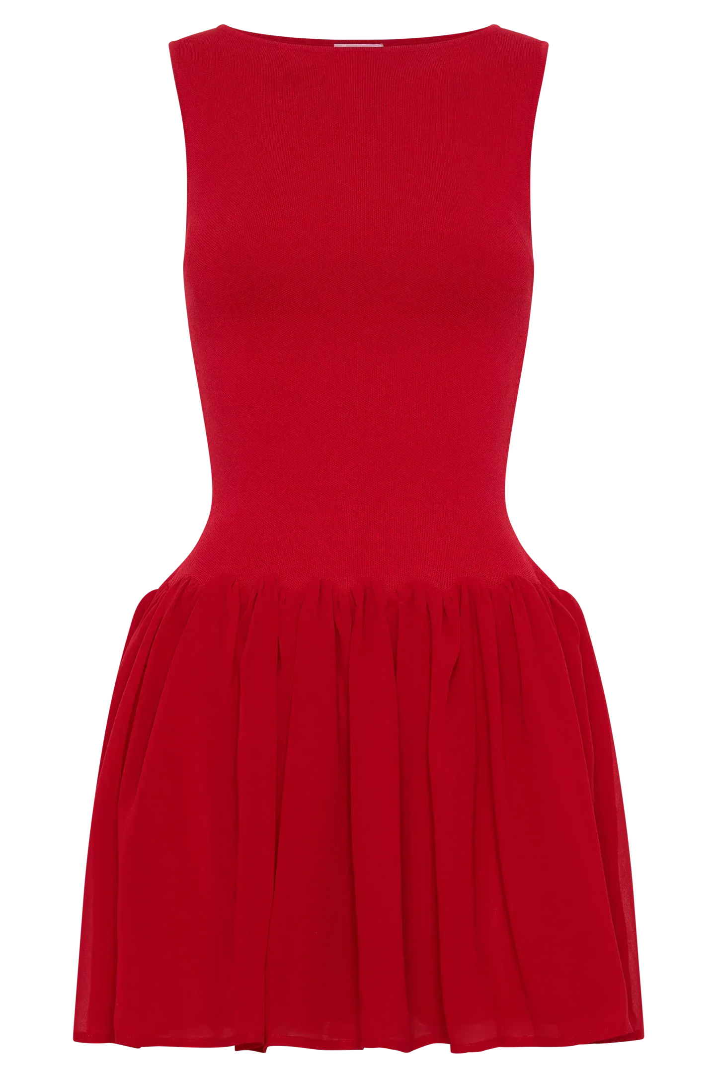 Ashleigh Knit And Chiffon Mini Dress - Red
