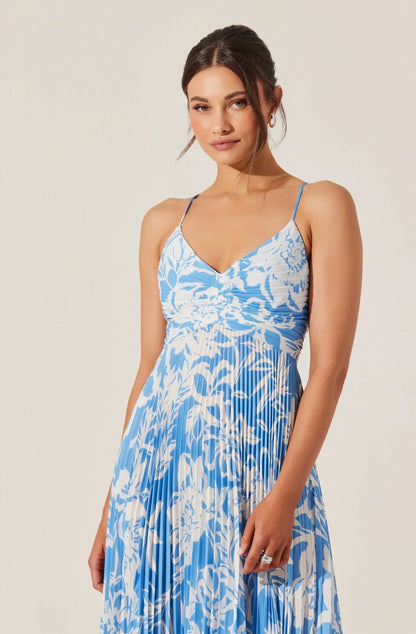 Blythe Floral Plisse Midi Dress