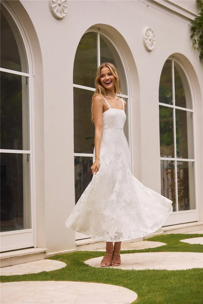 Garden Romance Midi Dress White