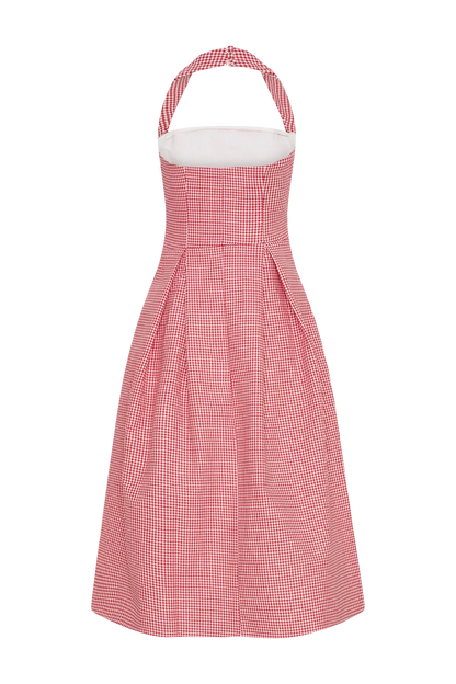 Juana Halter Midi Dress - Red Gingham