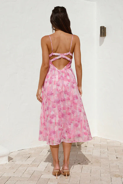 Fairytale Daydreams Midi Dress Pink
