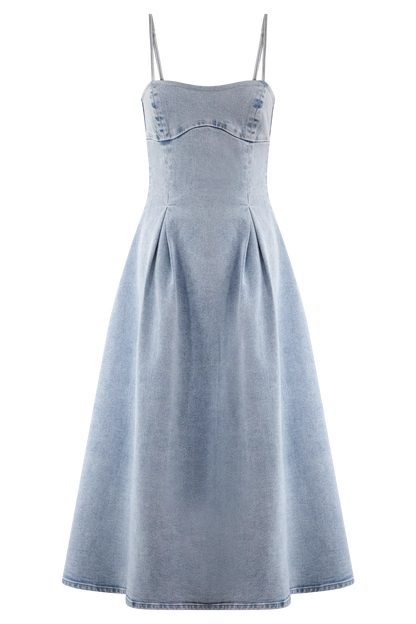 Harlyn Denim Midi Dress - Light Blue