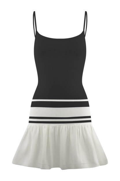 Ellison Contrast Knit Mini Dress - Black/White