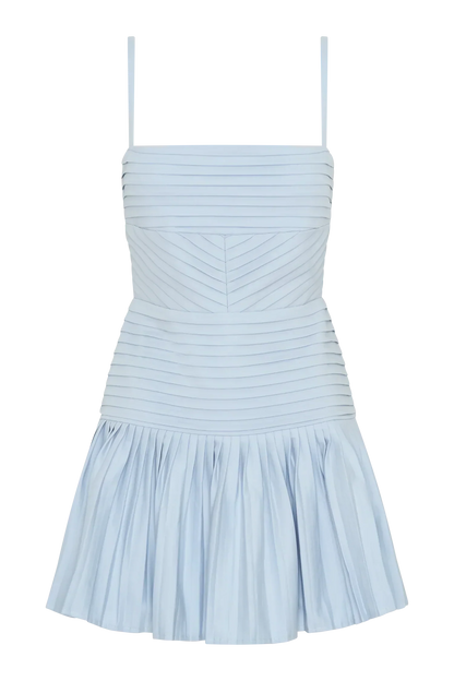 Rylee Multi Pleat Mini Dress - Ice Blue