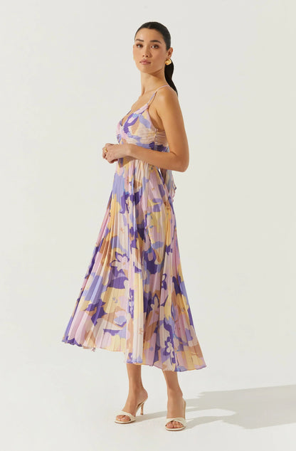 Blythe Floral Plisse Midi Dress