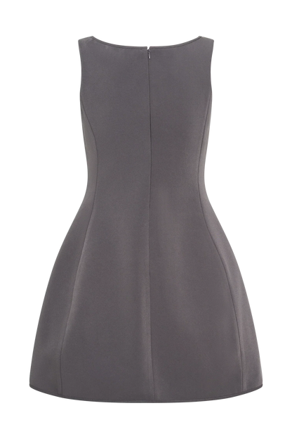 Evanna Sleeveless Suiting Mini Dress - Charcoal Grey