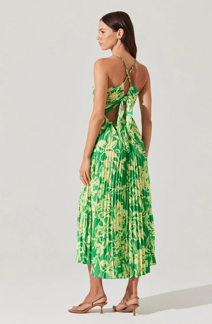 Blythe Floral Plisse Midi Dress