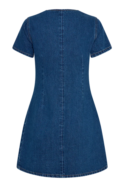 Monica Sweetheart Denim Mini Dress - Dark Blue