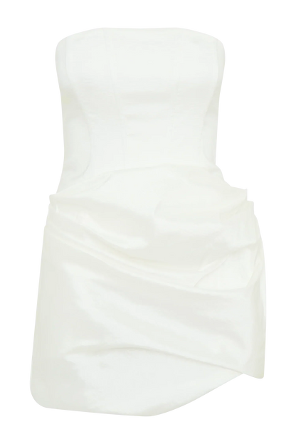 Sasha Taffeta Strapless Corset Mini Dress - White