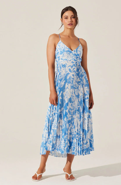 Blythe Floral Plisse Midi Dress