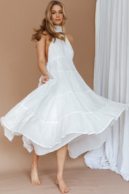 South Haven Halter Midi Dress White