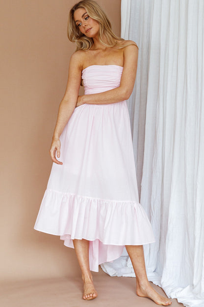 Sunday Mornings Ruched Bust Midi Dress Pink