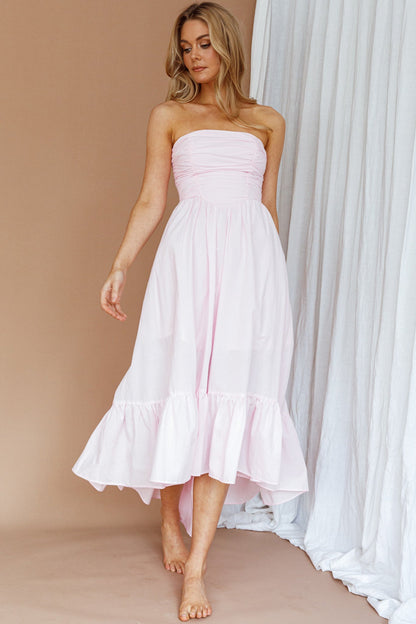 Sunday Mornings Ruched Bust Midi Dress Pink