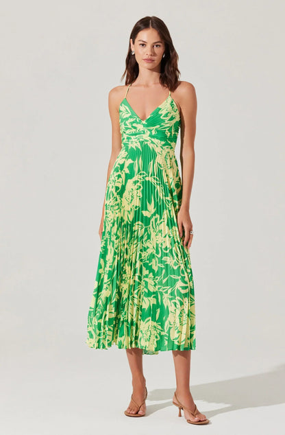 Blythe Floral Plisse Midi Dress