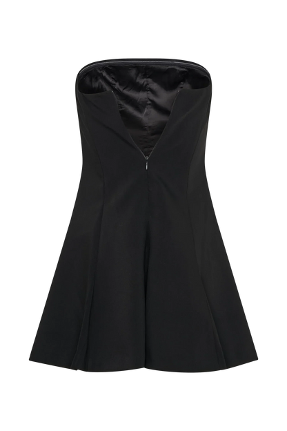 Indiana Strapless Suiting Mini Dress - Black