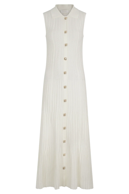 Margie Sleeveless Knit Midi Dress - White