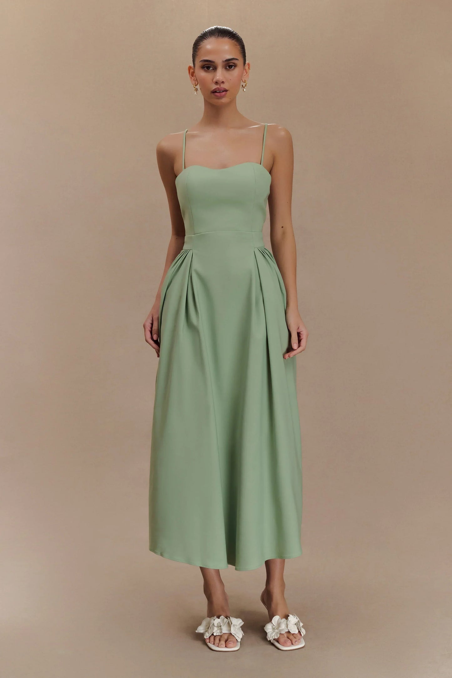 Rebecca Cotton Midi Dress - Basil
