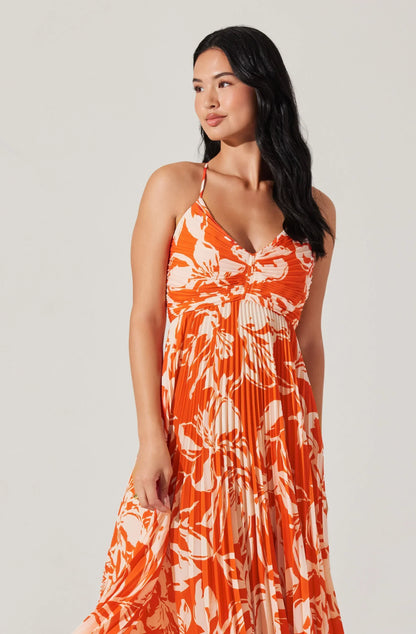 Blythe Floral Plisse Midi Dress