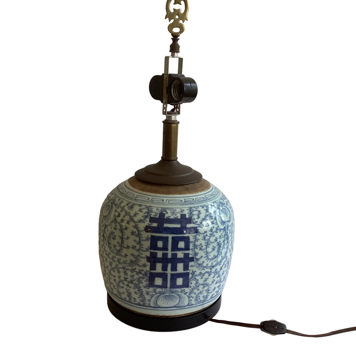 Vintage Blue & White Ginger Jar Table Lamps: Hand-Painted Ceramic
