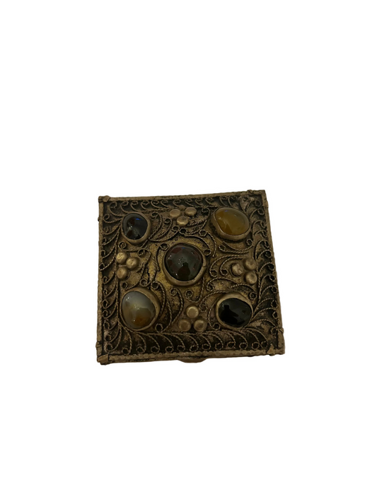 vintage silver-plated filigree trinket box