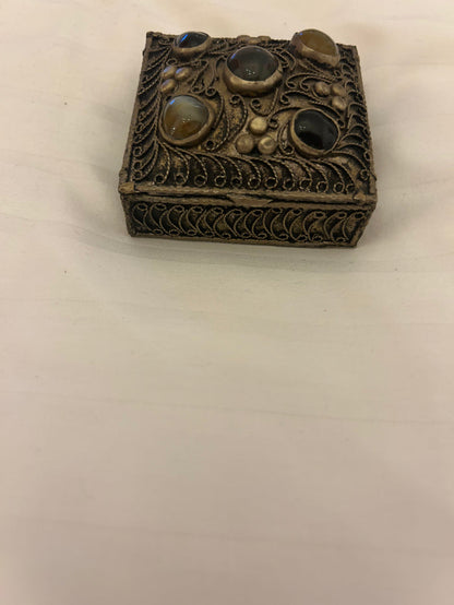 vintage silver-plated filigree trinket box