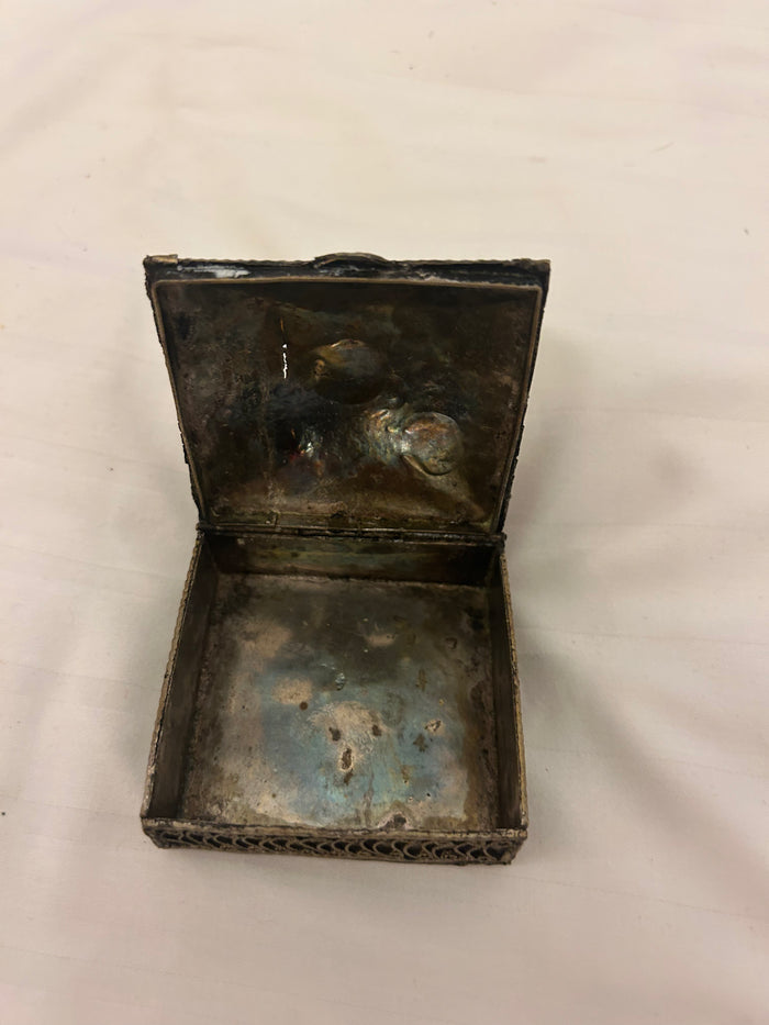 vintage silver-plated filigree trinket box