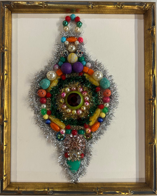 Framed jewelry Christmas tree  ornament with bamboo frame