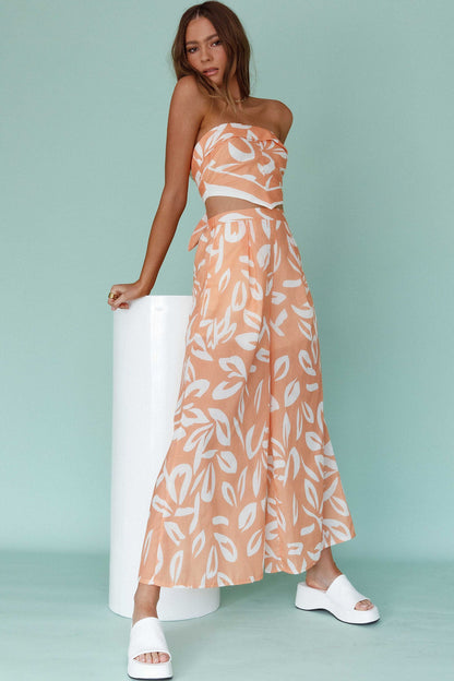 Randi Tie-Back Top Leaf Print Mango