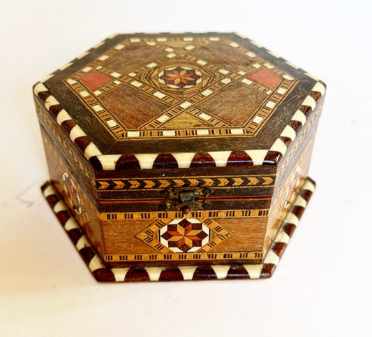 B2- Hexagon Wooden Inlaid Box