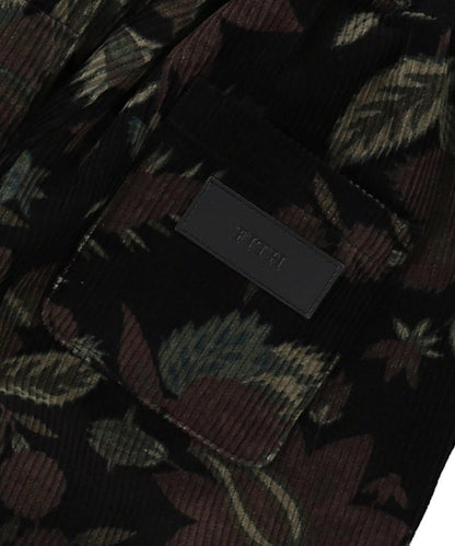 Botanical Print Corduroy Pants