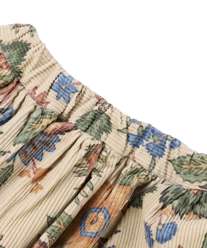 Botanical Print Corduroy Skirt